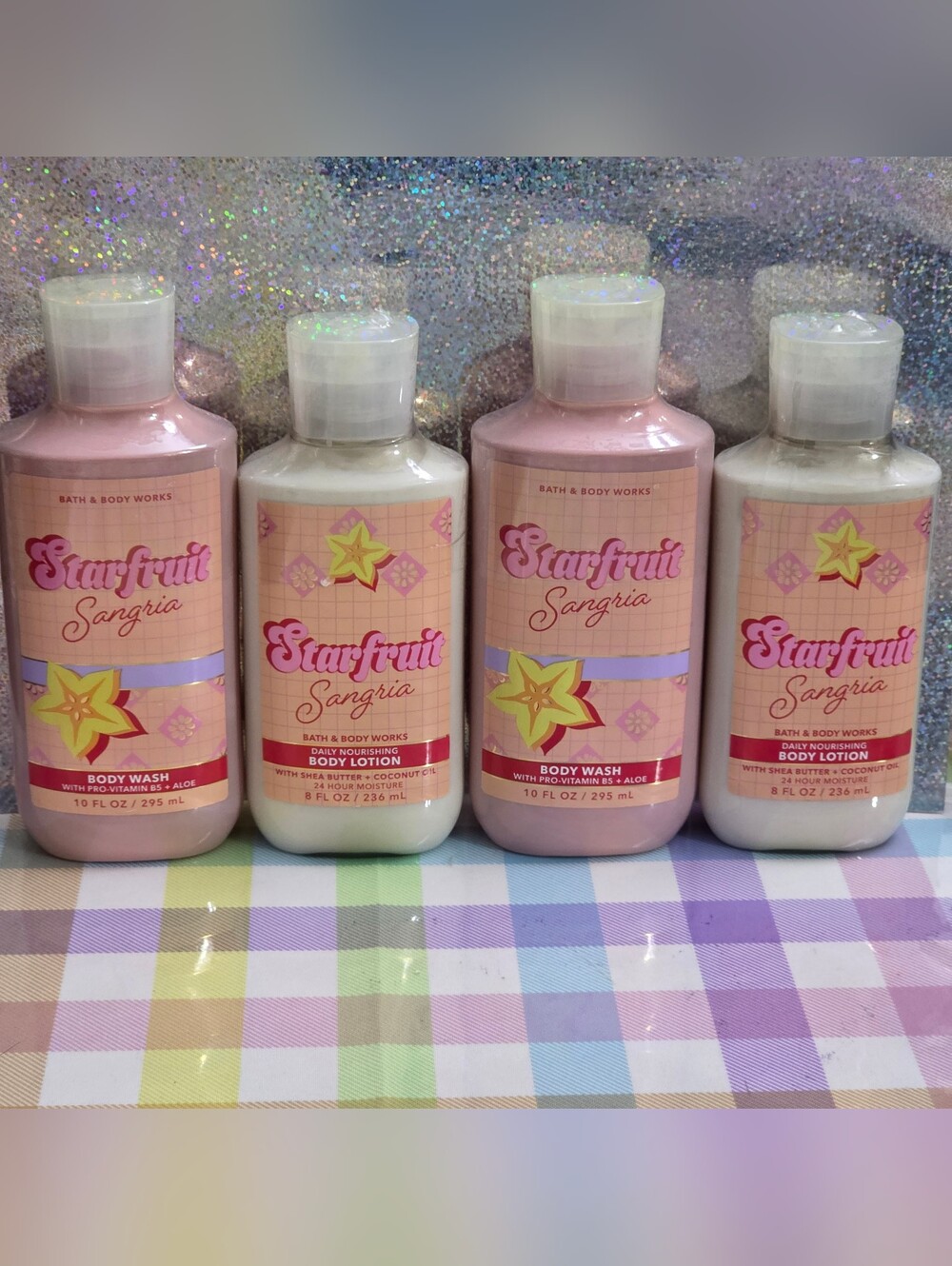 Bath & Body Works Starfruit Sangria Body Wash & Lotion 4 Piece Set NEW Rare
